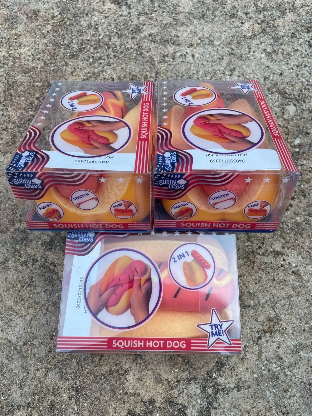 Sunny Days Squish Hot Dog Toy - Yellow Bun with Pink Sausage